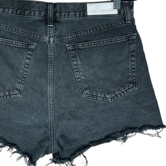 RE/DONE High Rise Washed Black Cut Off Denim Shorts Size 30 - Picture 10 of 12